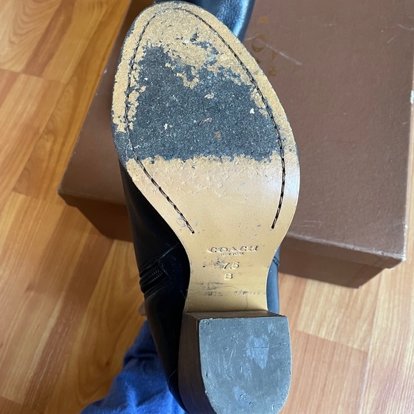 Coach Hewes Safari Leather Block Heel Boots - Picture 4 of 6